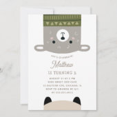 可愛おもしろいい羊の動物。子供ベビー動物園の誕生日 招待状 (正面)