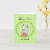 可愛おもしろいい羊編み物感謝していEweありがとう カード (黄色い花)