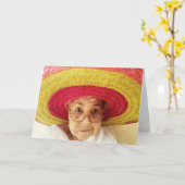 可愛おもしろいい老婦人誕生日カード カード (黄色い花)