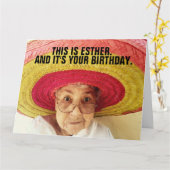 可愛おもしろいい老婦人誕生日グリーティングカード カード (黄色い花)