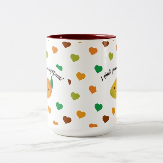 可愛おもしろいい考えと私は男の子 ツートーンマグカップ (中央)