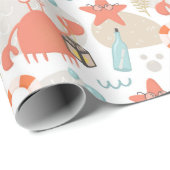 可愛おもしろいい航海の動物。タラバガニ ラッピングペーパー (ロールコーナー)