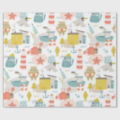 可愛おもしろいい航海の動物。海の子供のパターン ラッピングペーパー (フラット)