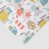 可愛おもしろいい航海の動物。海の子供のパターン 薄葉紙 (詳細)