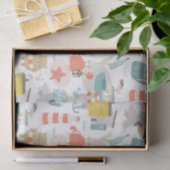 可愛おもしろいい航海の動物。海の子供のパターン 薄葉紙 (ギフト)