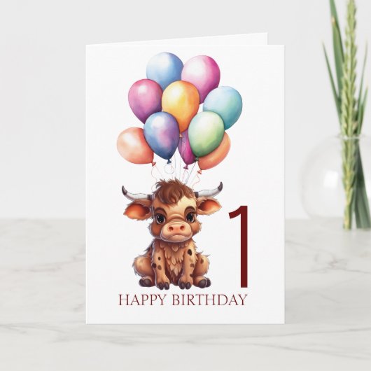 可愛おもしろいい茶色の牛 カード (正面)