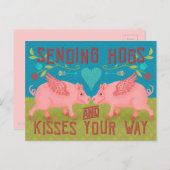 可愛おもしろいい豚とキス豚パン愛を送る シーズンポストカード (正面/裏面)