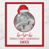 可愛おもしろいい赤いクリスマスサンタカスタムー写真 ワインラベル (シングルラベル)