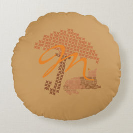 可愛おもしろいい赤モノグラムの猫枕 ラウンドクッション