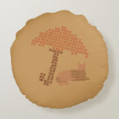 可愛おもしろいい赤モノグラムの猫枕 ラウンドクッション (裏面)