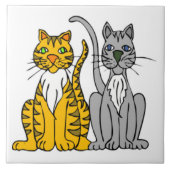 可愛おもしろいい路地の猫ペット漫画の動物 タイル (正面)