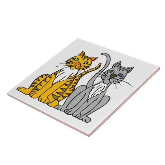 可愛おもしろいい路地の猫ペット漫画の動物 タイル (側面)