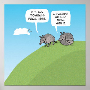 可愛おもしろいい転がとArmadillos ポスター