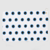 可愛おもしろいい青い目 ゴルフタオル (横)