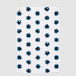 可愛おもしろいい青い目 ゴルフタオル