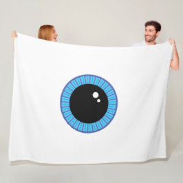 可愛おもしろいい青い眼球 フリースブランケット