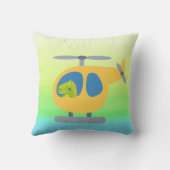 可愛おもしろいい飛んでいるdino黄色のヘリコプターDIY NAme クッション (裏面)