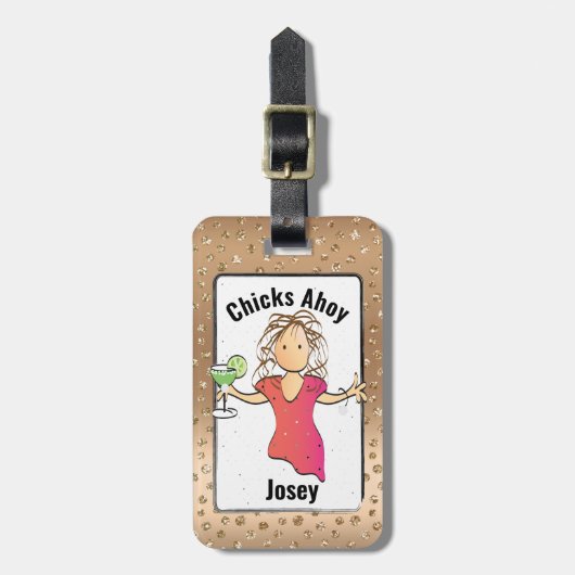 可愛おもしろいい魅力的な彼女のチックアホイアドレス ラゲッジタグ (正面縦)