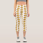 可愛おもしろいい黄色のブルドーザーのキャラクター カプリレギンス (正面)