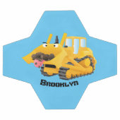 可愛おもしろいい黄色のブルドーザーのキャラクター サッカーボール (フラット)