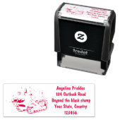 可愛おもしろいい黄色のブルドーザーのキャラクター セルフインキングスタンプ (インサイチュ)