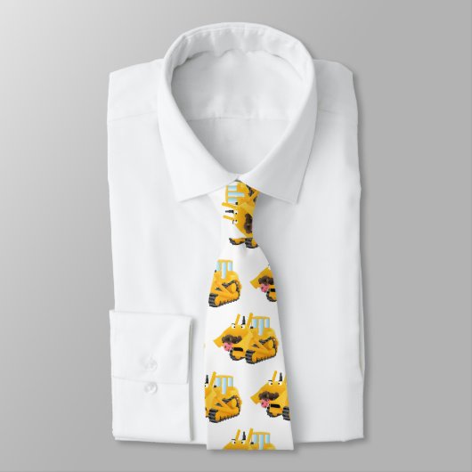 可愛おもしろいい黄色のブルドーザーのキャラクター ネクタイ (タイ)