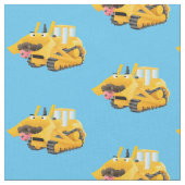 可愛おもしろいい黄色のブルドーザーのキャラクター ファブリック (クローズアップ)