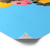 可愛おもしろいい黄色のブルドーザーのキャラクター ポスター (角)