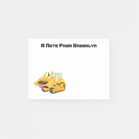 可愛おもしろいい黄色のブルドーザーのキャラクター ポストイット (正面)