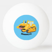 可愛おもしろいい黄色のブルドーザーのキャラクター 卓球ボール (裏面)