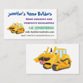 可愛おもしろいい黄色のブルドーザーのキャラクター 名刺 (正面/裏面)