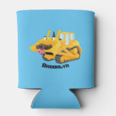 可愛おもしろいい黄色のブルドーザーのキャラクター 缶クーラー (裏面)