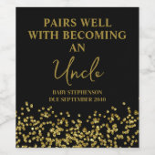 可愛おもしろいい黒と金ゴールド妊娠家族が明かす ワインラベル (シングルラベル)