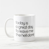 可愛おもしろいい黒今日は日素晴らし文字 コーヒーマグカップ (左)