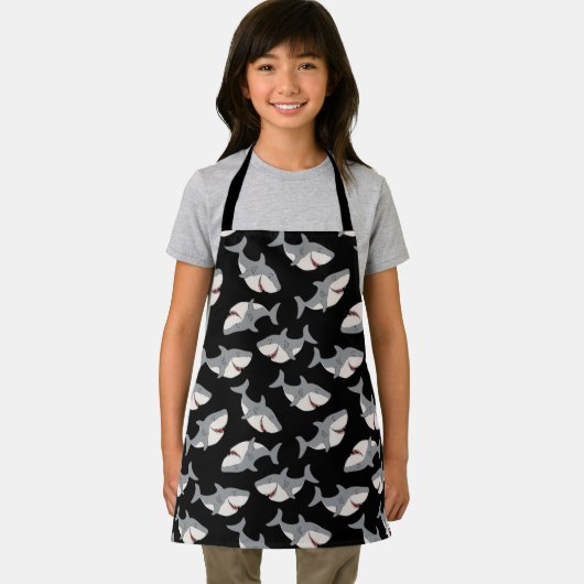 可愛おもしろいい黒灰色素晴らし白サメ エプロン (インサイチュ)