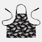可愛おもしろいい黒灰色素晴らし白サメ エプロン (正面)