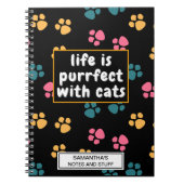 可愛おもしろいい黒猫の足 ノートブック (正面)