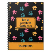 可愛おもしろいい黒猫の足 ノートブック (正面)