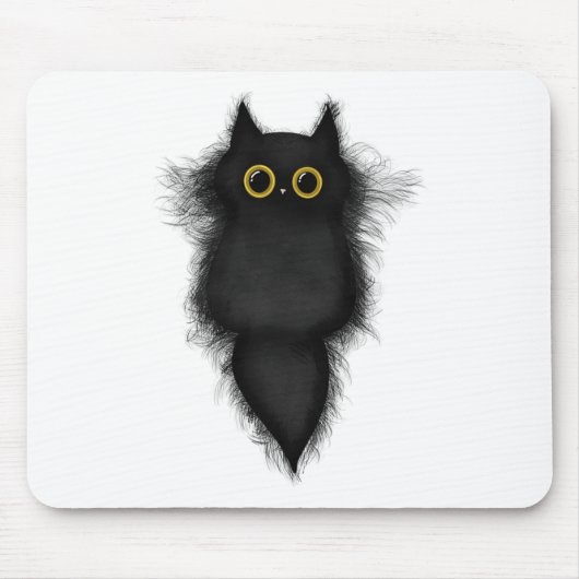 可愛おもしろいい黒猫イエローアイズ猫好き猫ママ マウスパッド (正面)