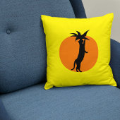可愛おもしろいい黒猫オレンジトマト&ブライトイエロー クッション