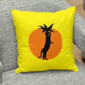 可愛おもしろいい黒猫オレンジトマト&ブライトイエロー クッション