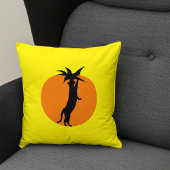 可愛おもしろいい黒猫オレンジトマト&ブライトイエロー クッション