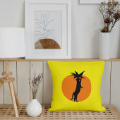 可愛おもしろいい黒猫オレンジトマト&ブライトイエロー クッション