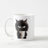 可愛おもしろいい黒猫コーヒ怒ー コーヒーマグカップ (左)