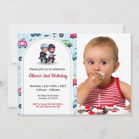 可愛おもしろいい | キッズフォト誕生日 招待状 (正面)