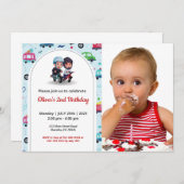 可愛おもしろいい | キッズフォト誕生日 招待状 (正面/裏面)