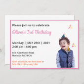 可愛おもしろいい | キッズフォト誕生日 招待状 (正面/裏面)