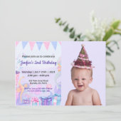 可愛おもしろいい | キッズフォト誕生日 招待状 (スタンド正面)