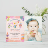 可愛おもしろいい | キッズフォト誕生日 招待状 (スタンド正面)