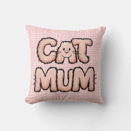 可愛おもしろいい「キャットムーム」毛皮のウイスカー母の日 クッション